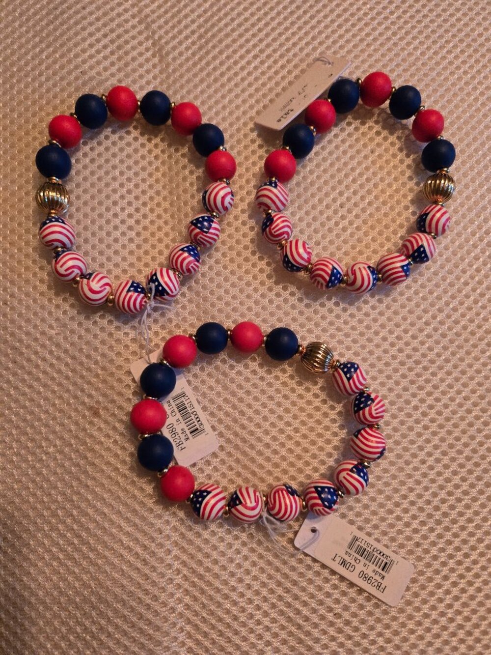 3 fun patriotic stretch bracelets, NWT, new from Market. Great accessory
